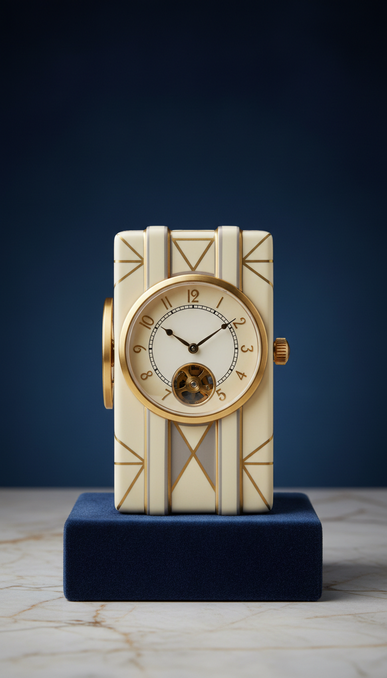 Porcelain Reel Art-Deco Timepiece