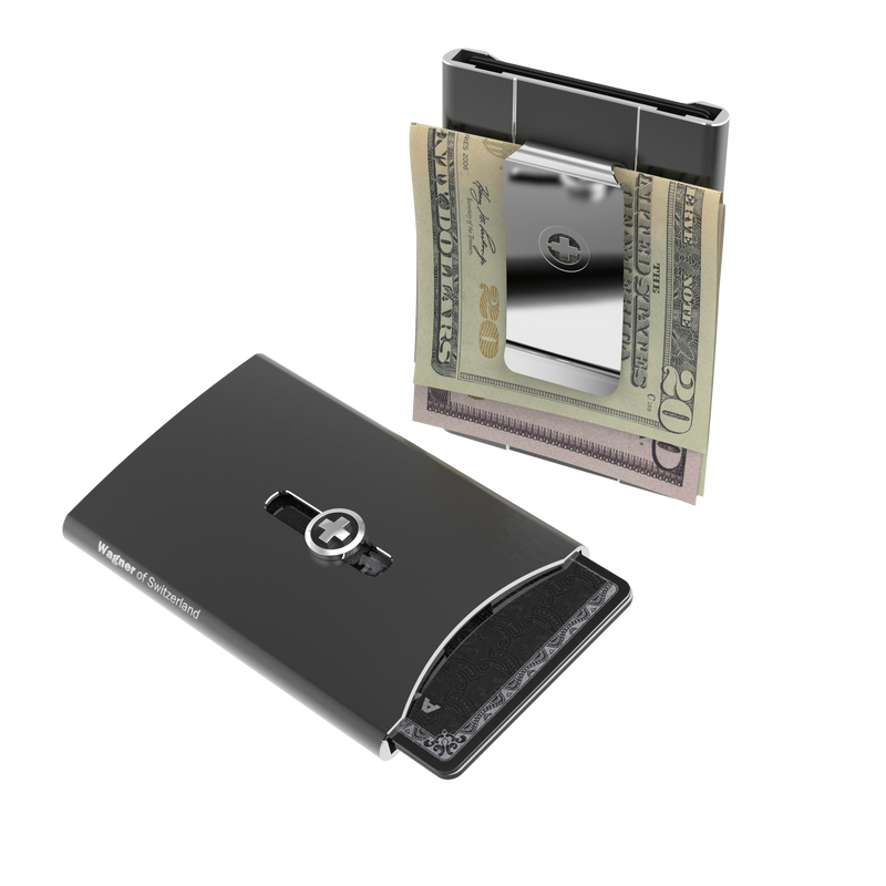 SWISS WALLET ICE, Cardholder Money-clip, brushed black
