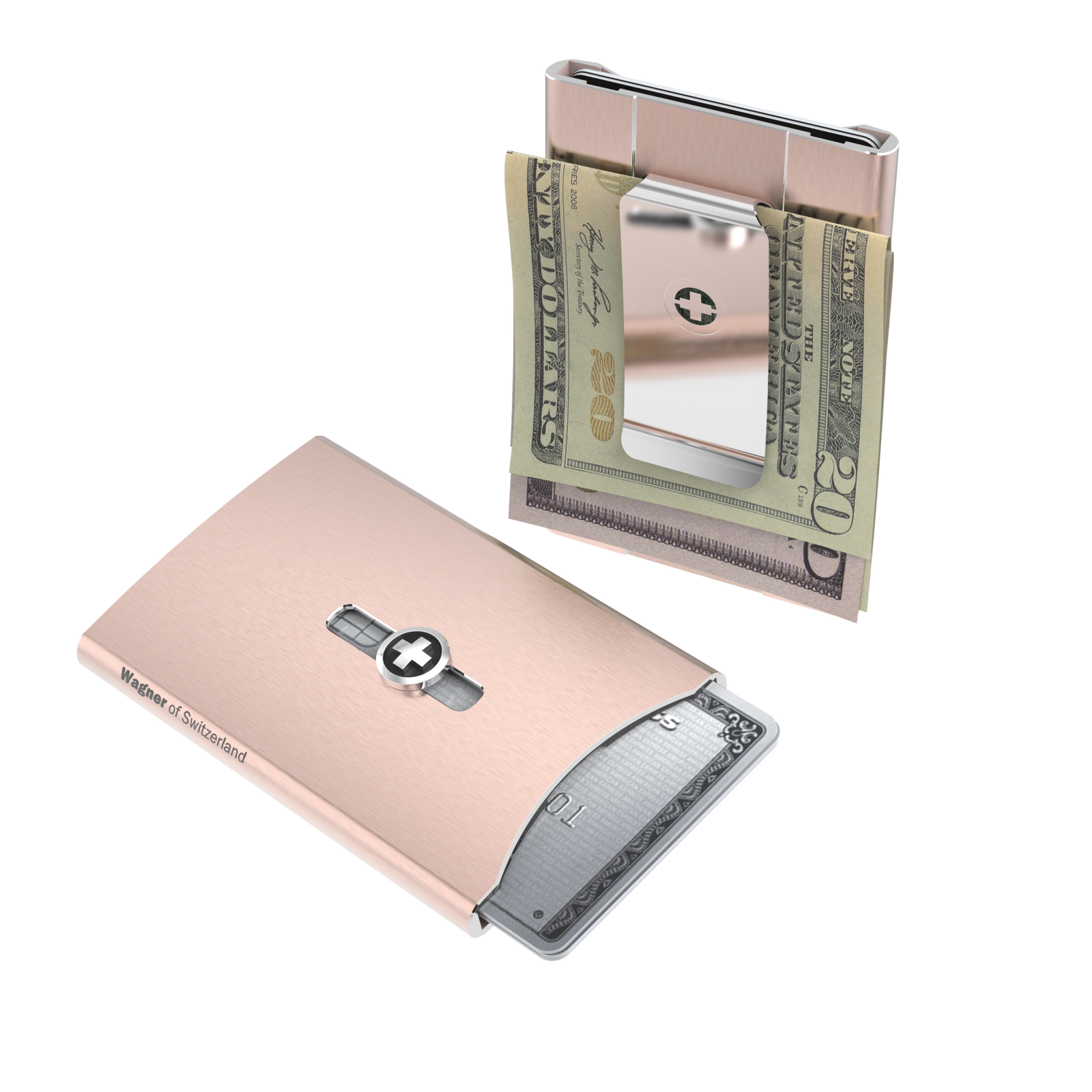 SWISS WALLET ICE, Cardholder Money-clip, brushed rose