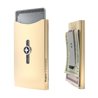 SWISS WALLET ICE, Cardholder Money-clip, brushed champagne