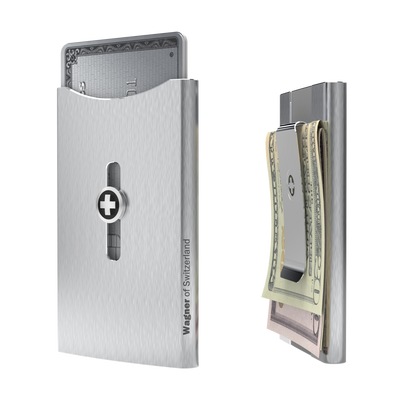 SWISS WALLET ICE, Cardholder Money-clip, brushed silver