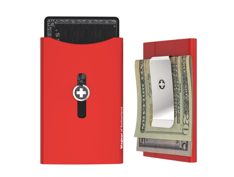 SWISS WALLET ORIGINAL, Cardholder with Money clip, red