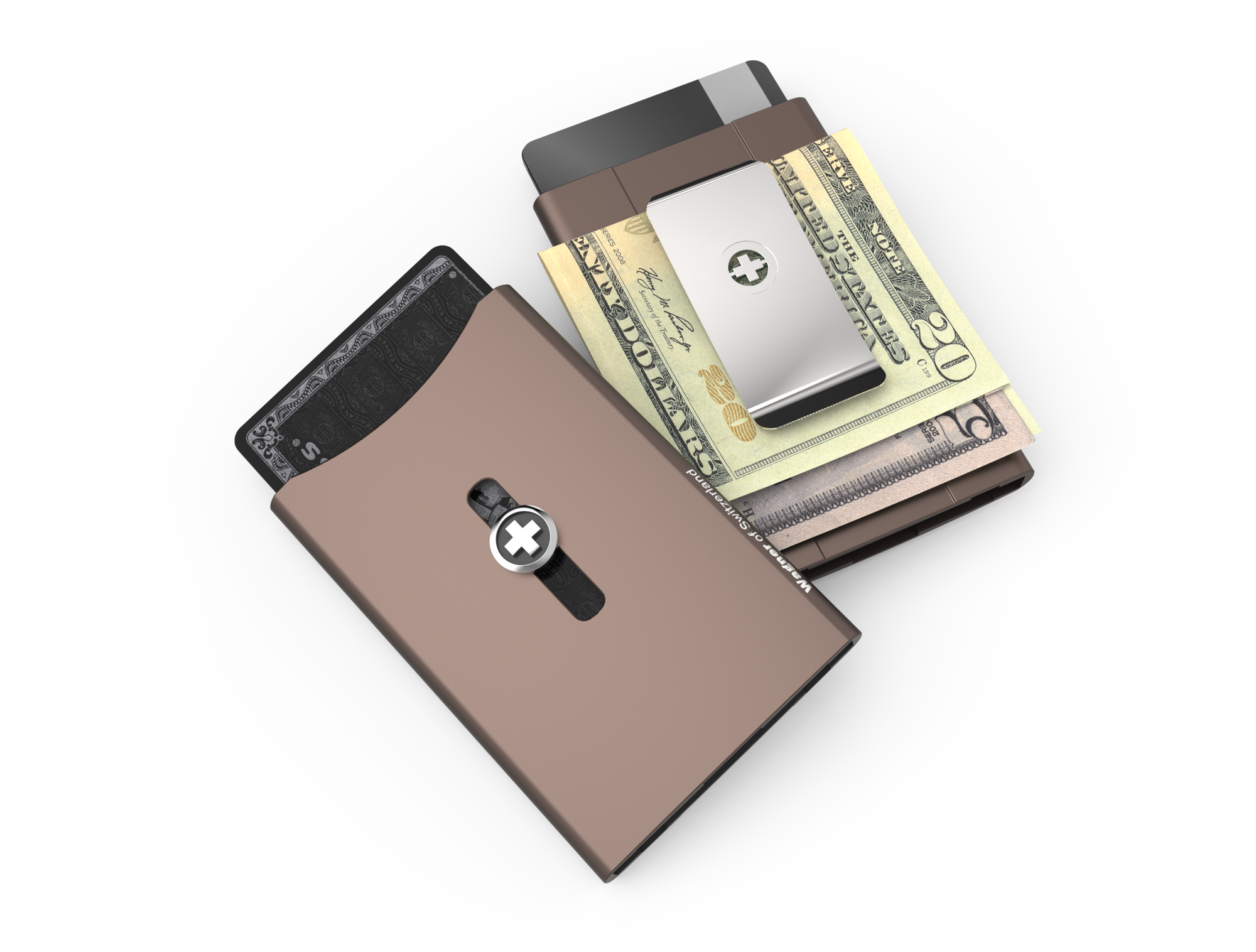SWISS WALLET ORIGINAL, Cardholder wtih Money clip, bronze - Wagner SWISS WALLET ORIGINAL, Cardholder wtih Money clip, bronze - Wagner