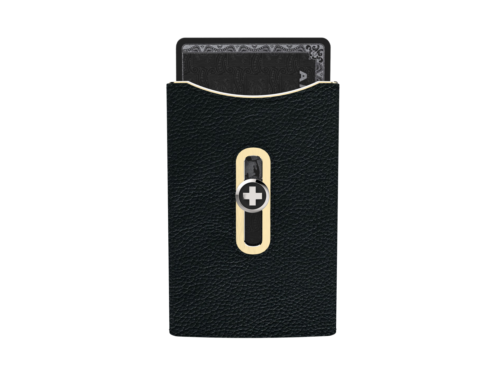 SWISS WALLET SKIN, black on champagne