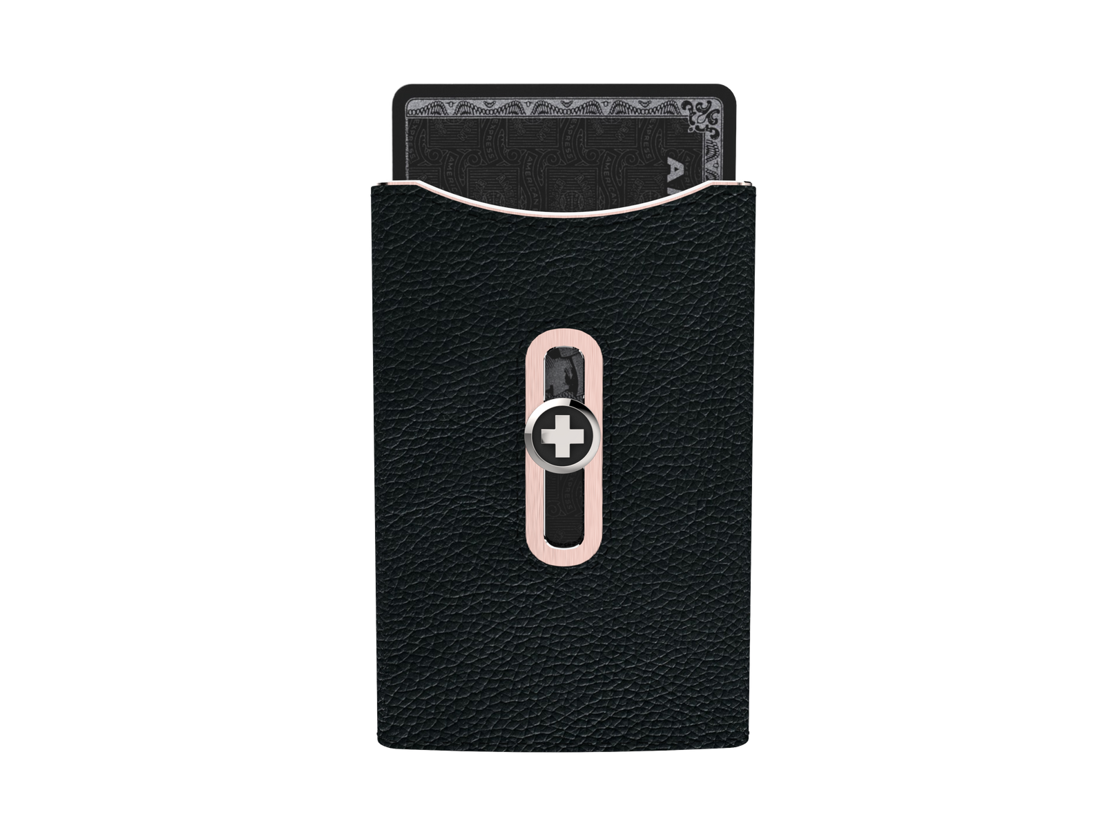 SWISS WALLET SKIN, black on rose