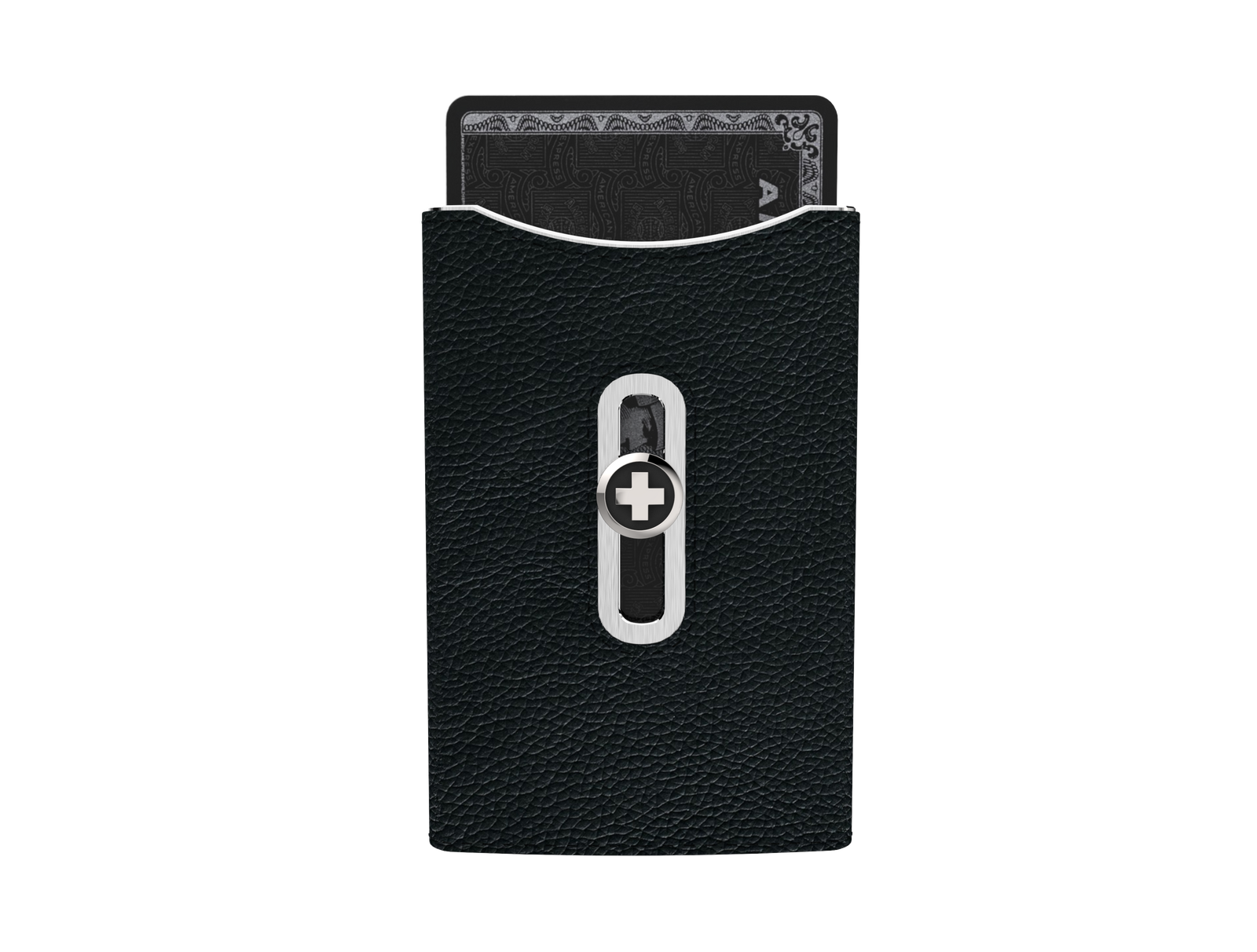 SWISS WALLET SKIN, black on silver