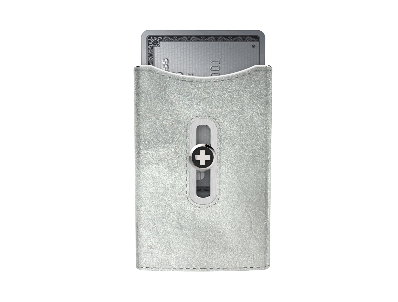 SWISS WALLET SKIN, Cardholder Money-clip, silver on silver